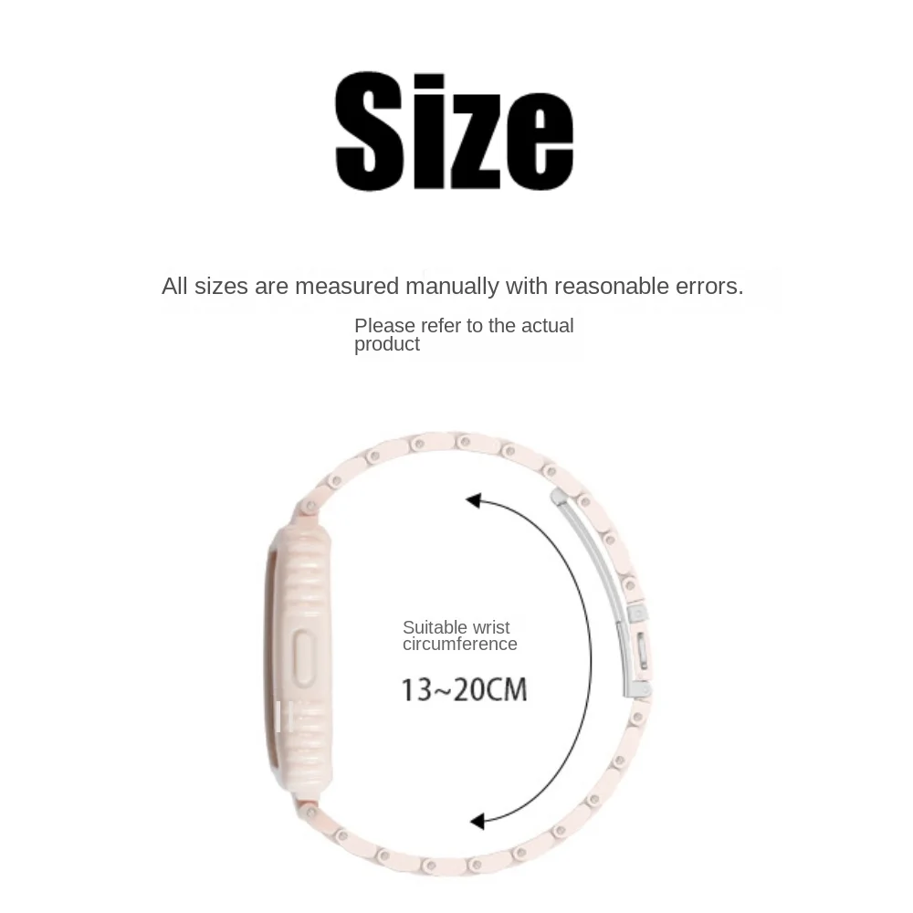 PC+Metal Watchband Imitation Ceramic Resin Anti Fall Watch Strap TPU Case Replaceable Watch Bracelet for Huawei Band 9/8/7/6