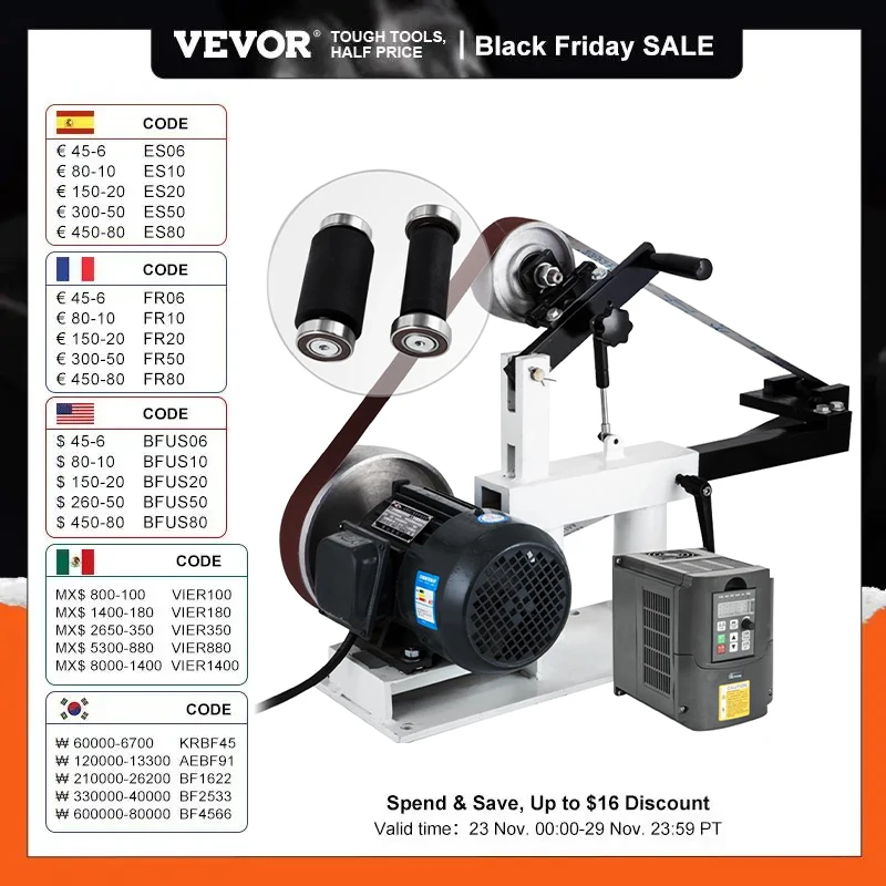 

VEVOR 2"x82" Belt Grinder 3in1 Knife Making Knife Grinder Sander 1.5KW Grinding Variable Speed For Tool Polishing Knife Making