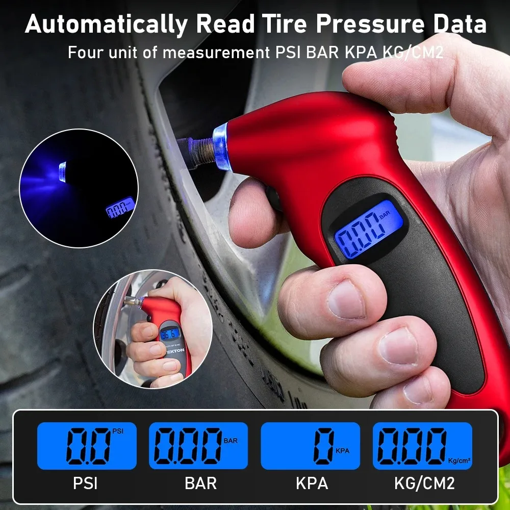 Car Mini Digital Tire Gauge Mini Motorcycle Bike Tire Diagnostic Tool LCD Display Tire Pressure Tool Gauge PSI Kpa