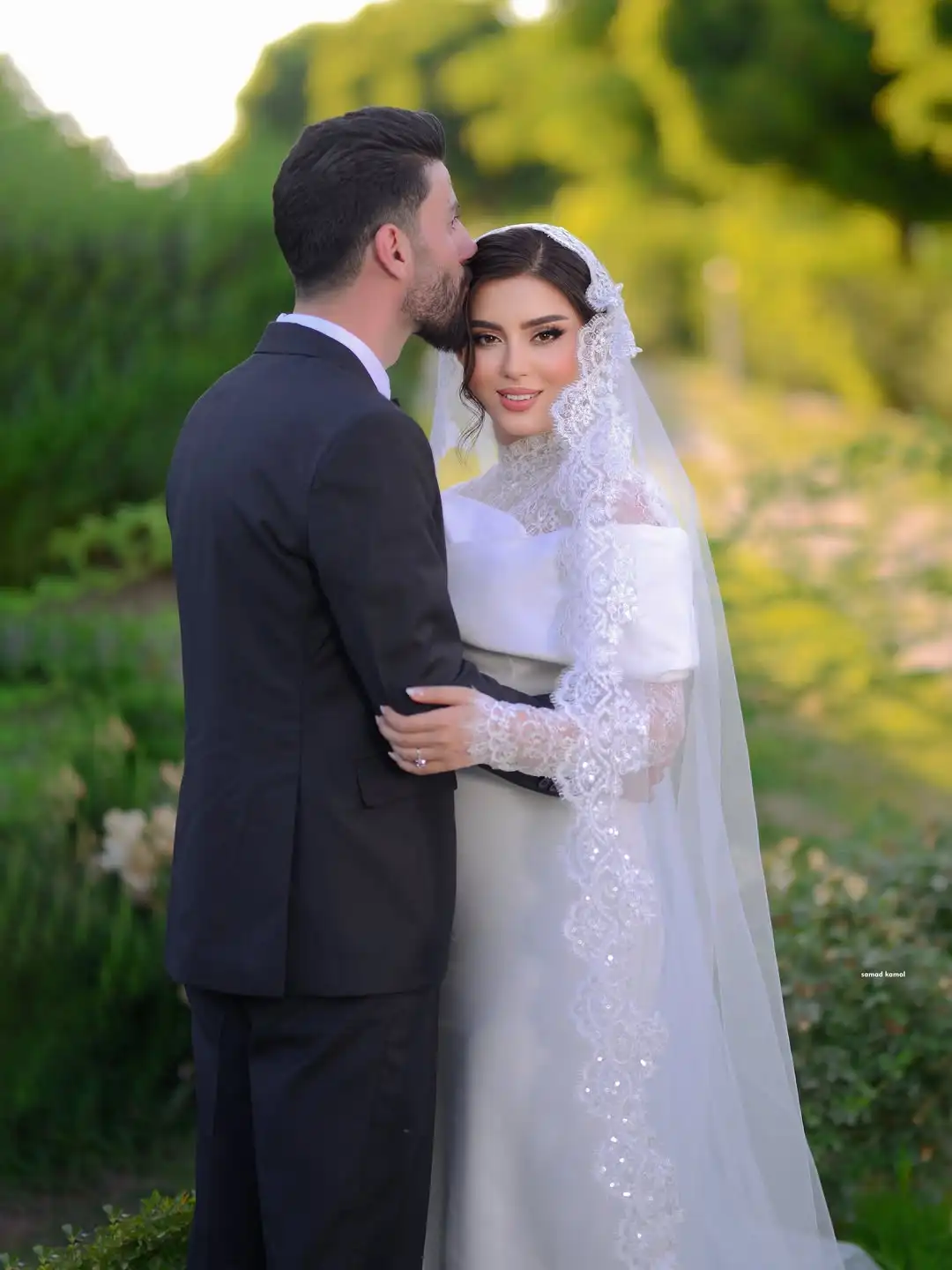 Customized Minimalist White Satin Bridal Gown Off Shoulder Fold Neck Sheer Lace Long Sleeve Wedding Dress Vestido Novia