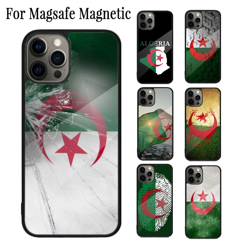 Algerian Emblem Algeria Flag Magnetic Phone Case Coque For iPhone 16 15 14 Plus 13 12 11 Pro Max Magsafe Wireless Charging Cover