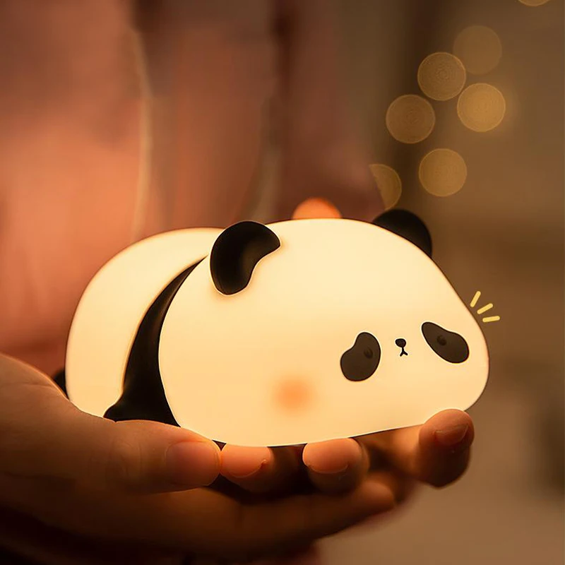 Cartoon Panda Night Light Kids Sleeping Night Lamp Animals Shaped LED Lamp Birthday Cake Decoration Desktop Ornament