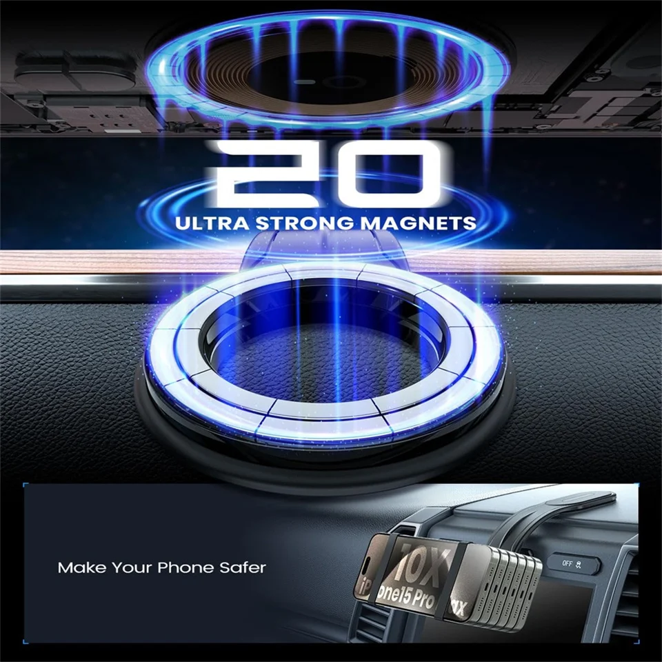 Magnetic Car Phone Holder Foldable Bendable Car Cell Phone Support Mount For iPhone 15 14Pro Max 13 12 Universal Dashboard Paste