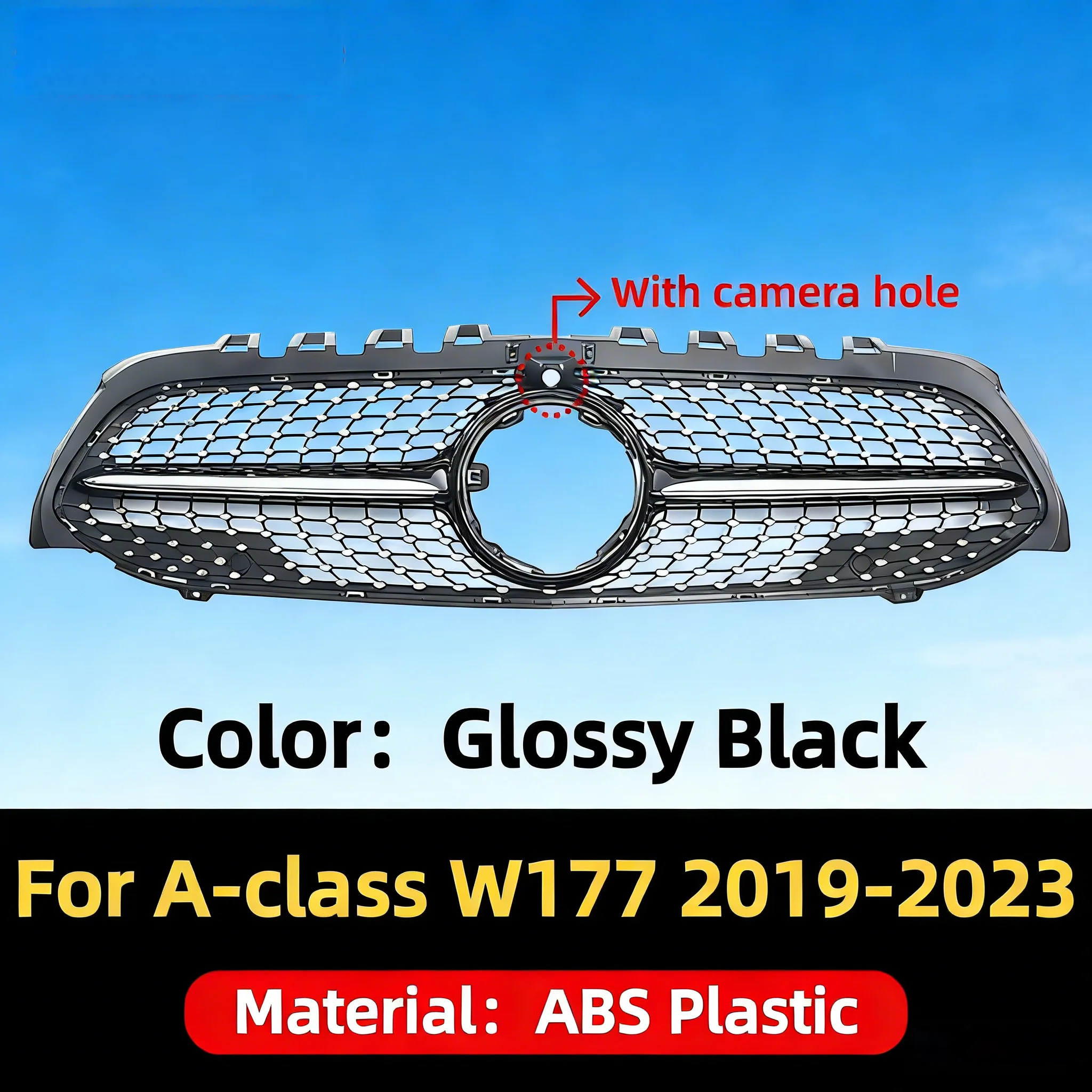 

Решетка радиатора W177 2019-2023 GT Diamond Style для Mercedes-Benz A-класса, сетчатая, для тюнинга и декоративной отделки бампера