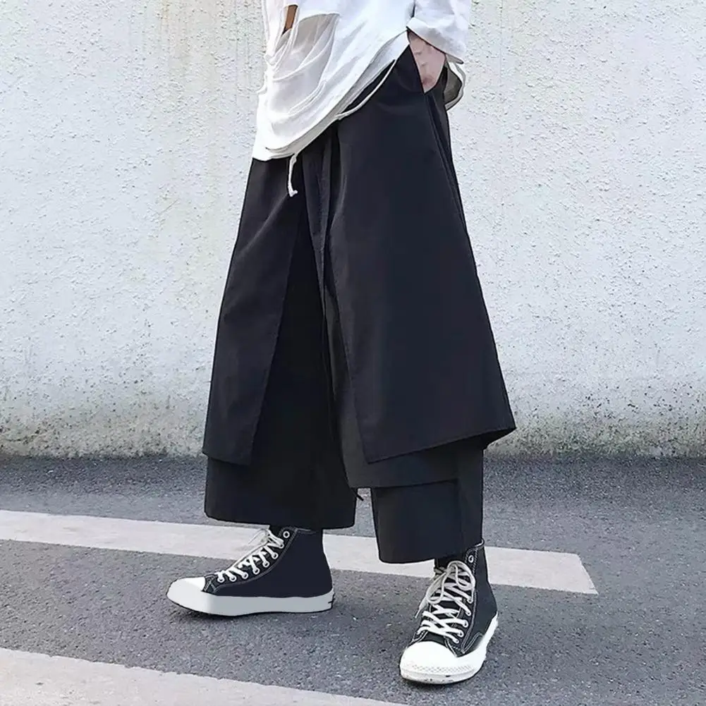 

Reinforced Pocket Stitching Pants Trendy Men's Loose Fit Hip-hop Pants with Pockets for Everyday Street Style Black Pocketed Men