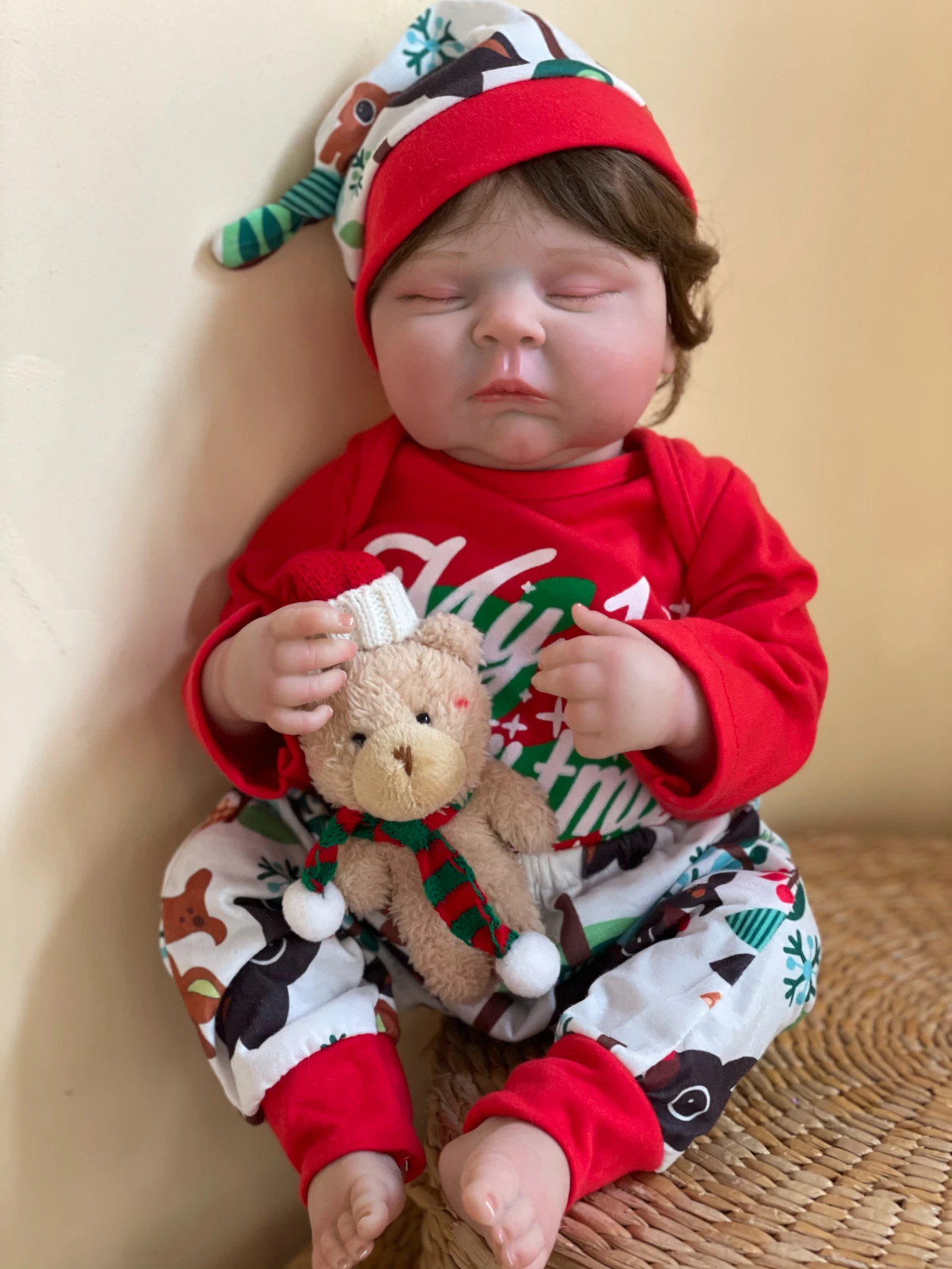 18 Inch Peaches Christmas Reborn Doll Baby With Handmade Rooted Hair full body Soft Silicone Girls