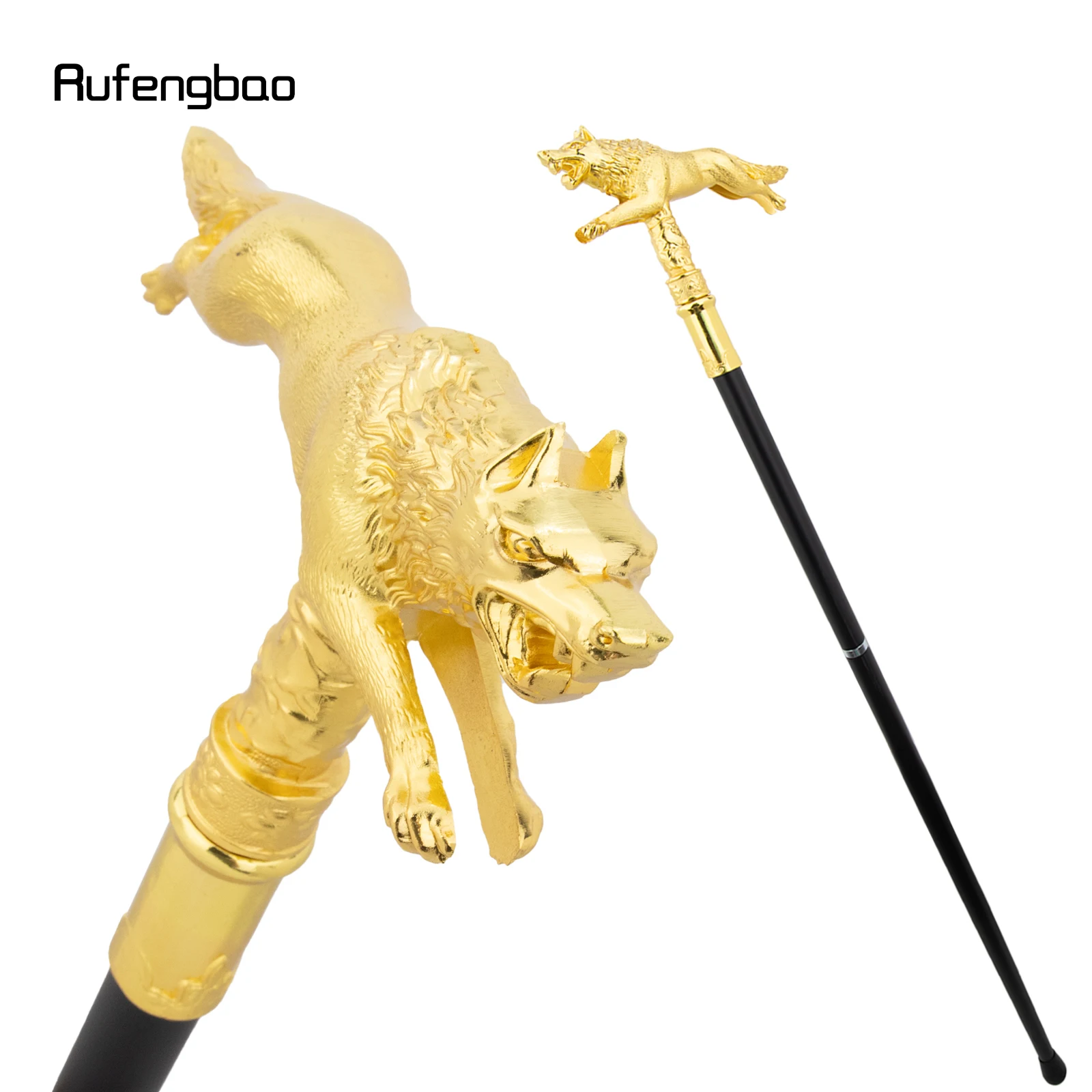 Bengala Decorativa Golden Wolf para Caminhada e Corrida, Elegante para Cavalheiros, Cosplay, com Punho, 91cm