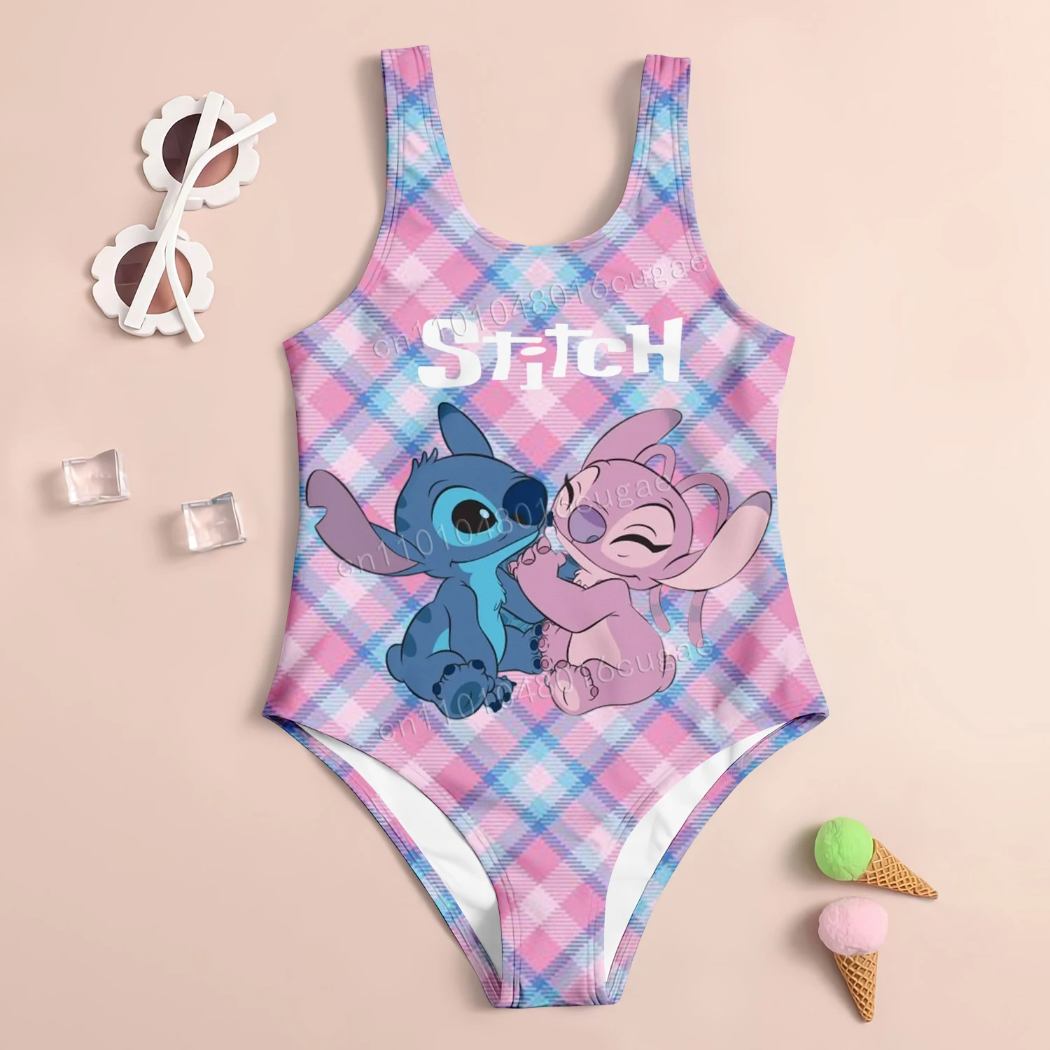 جميل ليلو وستيتش الرسوم المتحركة ملابس السباحة فتاة الشباب لطيف مريح قطعة واحدة ملابس السباحة الصيف الشاطئ الكرتون طباعة نمط ملابس السباحة #1