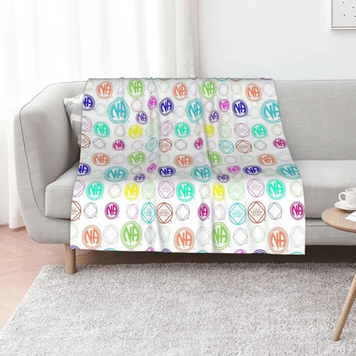 Colorful NA Symbols and Logos Narcotics Anonymous Gift Throw Blanket Beach warm winter Moving Summer Giant Sofa Camping Blankets