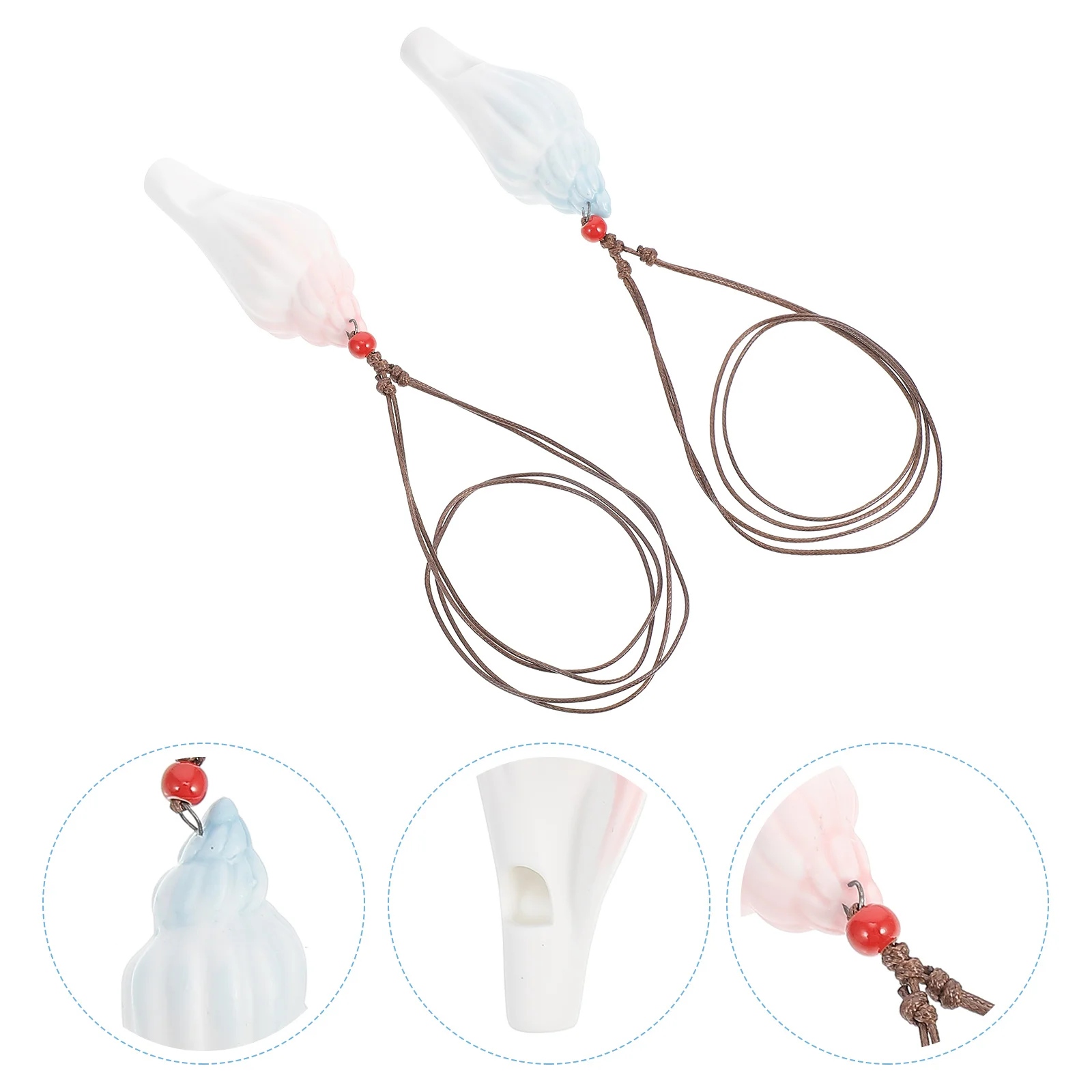 

2Pcs Kids Necklace Whistles Ceramic Conch Shape Creative Musical Educational Plaything Whistle Toy Ceramic Whistle Toy
