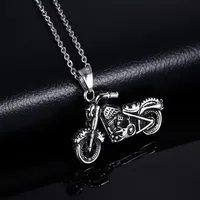 Vintage Men Hip Hop Jewelry Punk Stainless Steel Motorcycle Pendant Necklace Male Bijoux Long Box Chain Wholesale S401