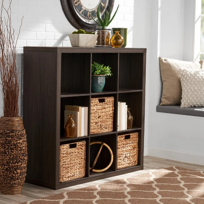 

9-Cube Storage Organizer, Tobacco Oak,MDF, particle board,43.78" W x 15.35" D x 43.35" H,61.16 lbs