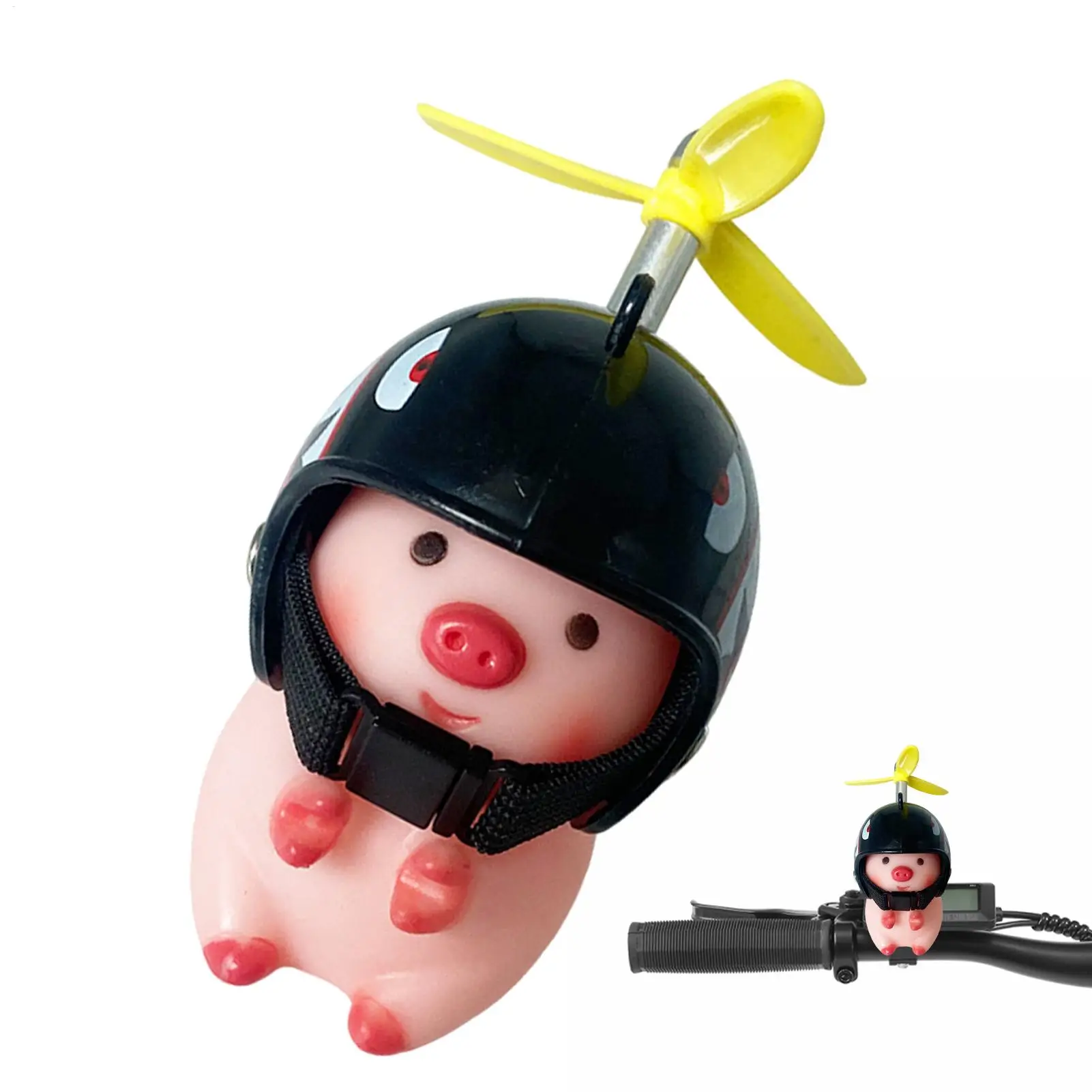 

Piglet Motorcycle Handlebar Ornaments Lovely Animal Figures With Propeller Helmets Cute Swine Handlebar Toy Motorcycle Supplies
