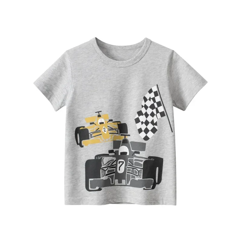 Cartoon Off-road Vehicle Print T Shirt Boys 2025 Summer New Short Sleeve T-Shirt Children's Clothing Kids Clothes Cotton Top Tee