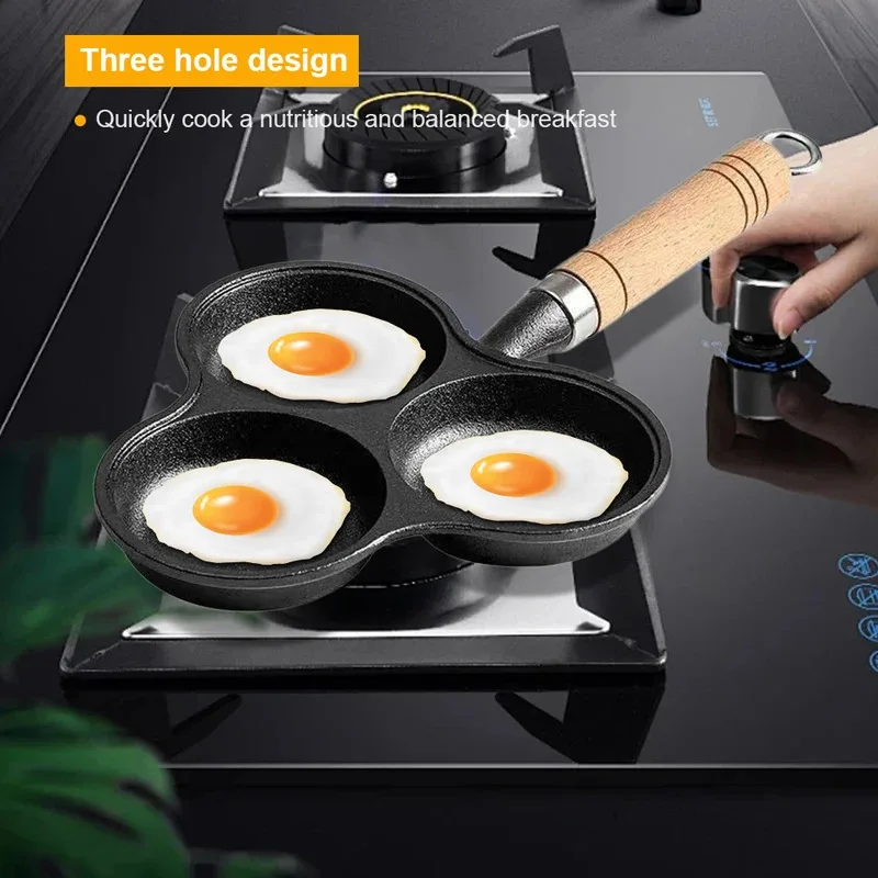 TOPMAYA Sartén antiadherente de hierro fundido de 3 tazas con mango, sartén para tortilla para desayuno, tortitas de huevo frito