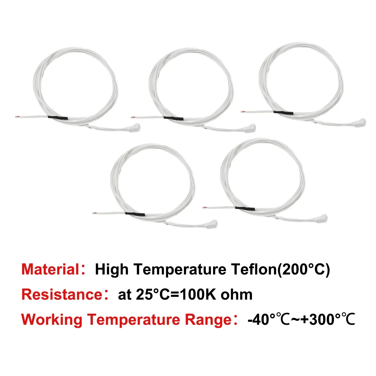 5pcs 3950 Thermistor Temp Sensor 100K For 3 Pro 5 CR-10 CR-10S Thermistor Temperature Sensor Printer Parts