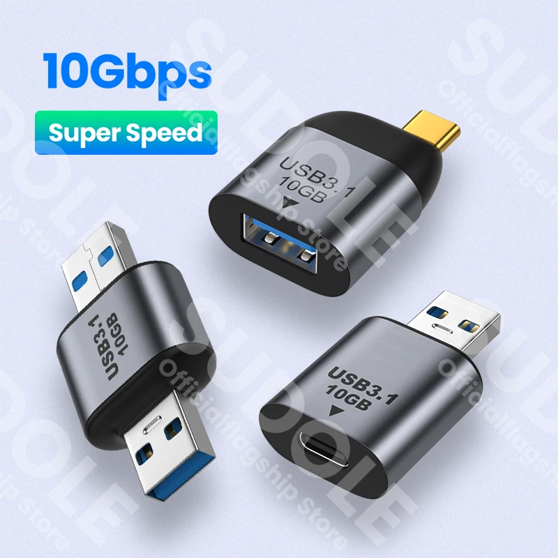 Mini USB C 3.1 Adapter OTG 10Gbps Fast Data Transfer Type-C 3A Charging Converter For Samsung Xiaomi Phone Macbook Pro Tablet