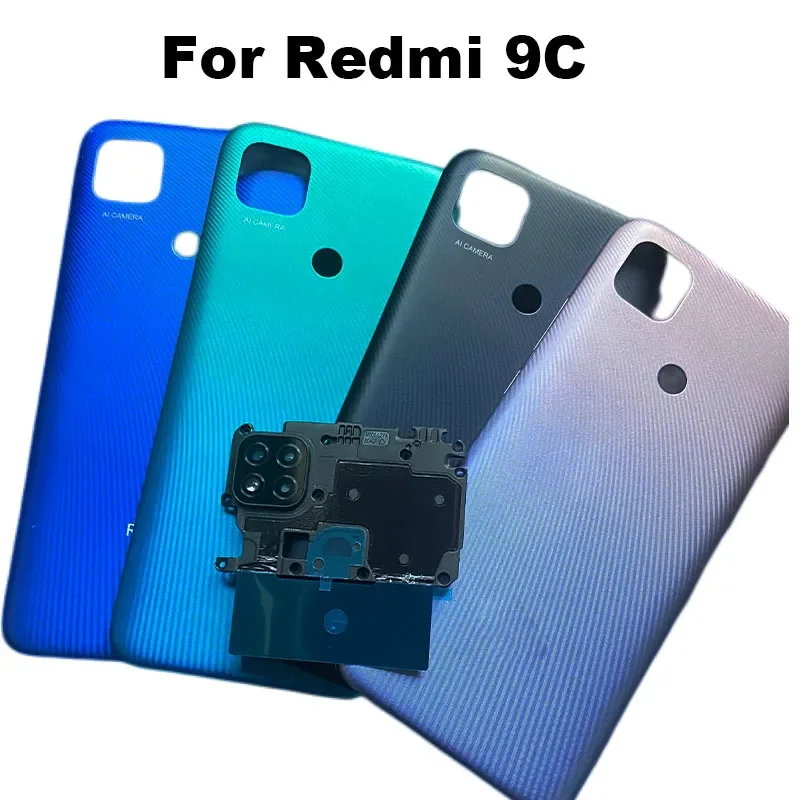 For Xiaomi Redmi 9C Battery Cover Back Glass Housing Rear Door Case Panel With Camera Lens New M2006C3MG M2006C3MT