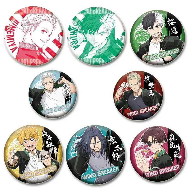 Anime Wind Breaker Brooch Pins Fashion Jewelry Accessories Cartoon Cosplay Badge for Clothes Backpack Decoration Gifts