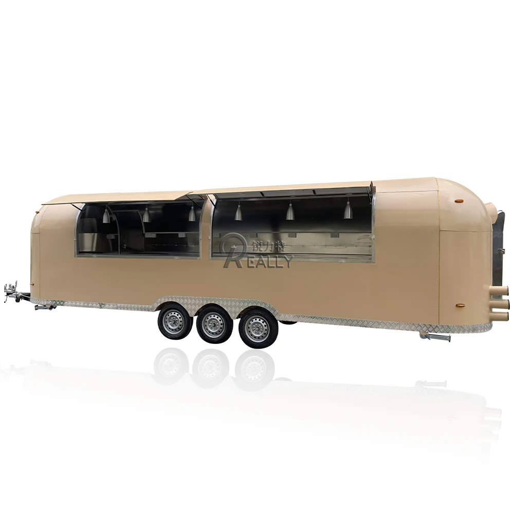 

Airstream Style Shiny Stainless Steel Food Trailer Mobile Cart Truck