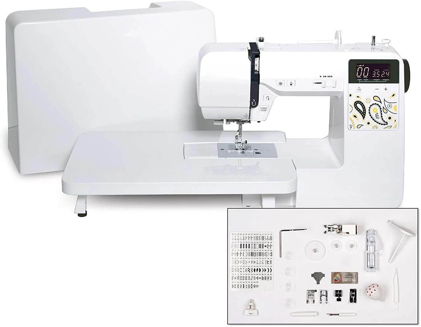 JW8100 Fully-Featured Computerized Sewing Machine with 100 Stitches, 7 Buttonholes, Hard Cover, Extension