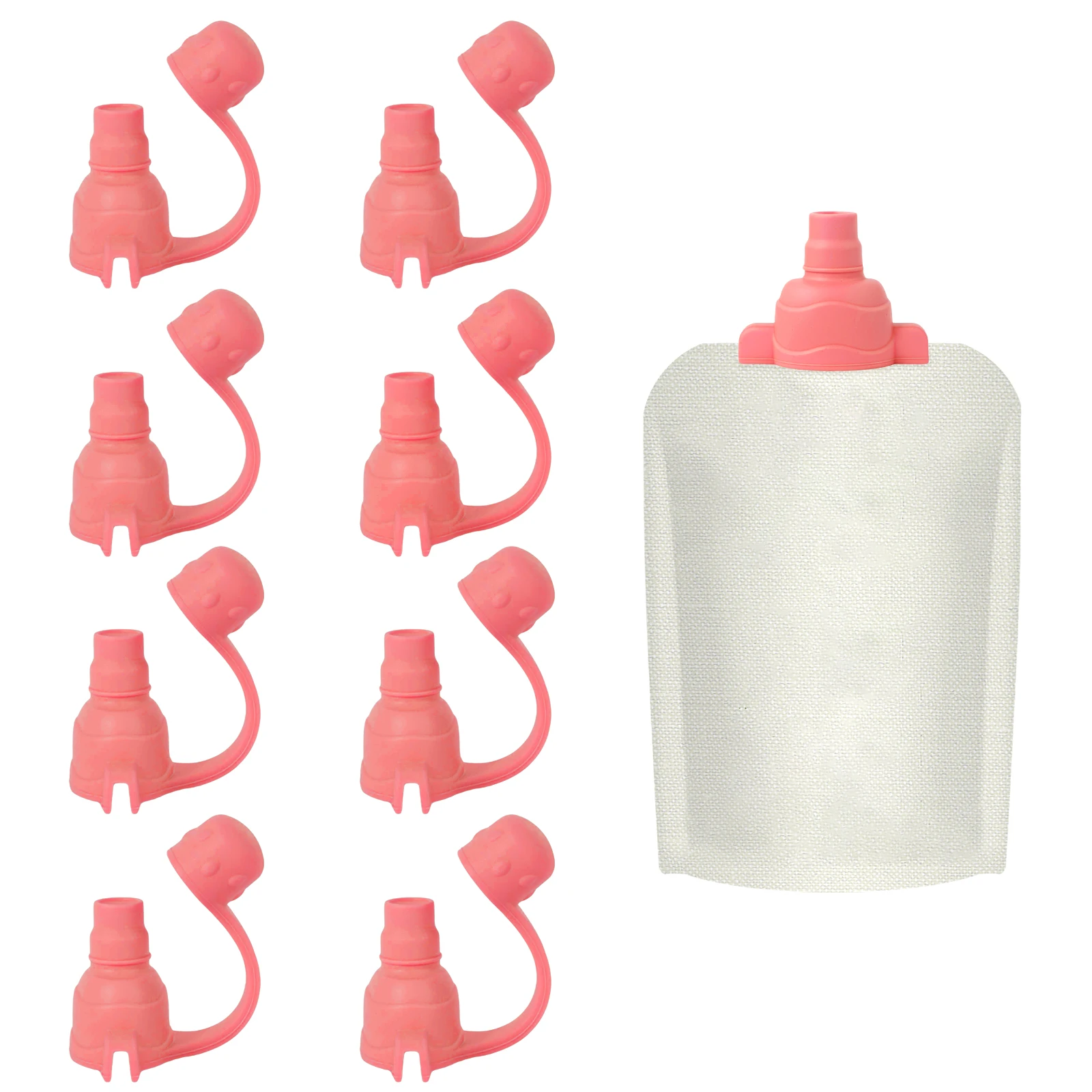

8Pcs Baby Food Pouches No Spill Top Food grade Silicone Tops Reusable Pouches Baby Food Flow Control Valve for Baby and Toddler
