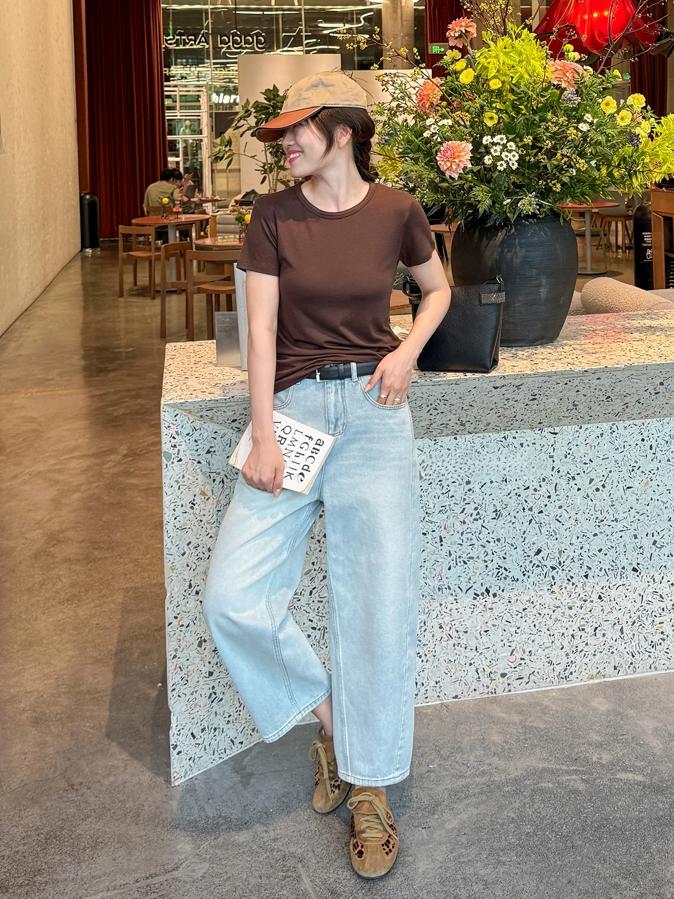 

Summer Refreshing Sea Salt Soda Inspired Light Blue Washed Wide Leg Jeans Ladies Comfortable Breathable Soft Cotton Denim