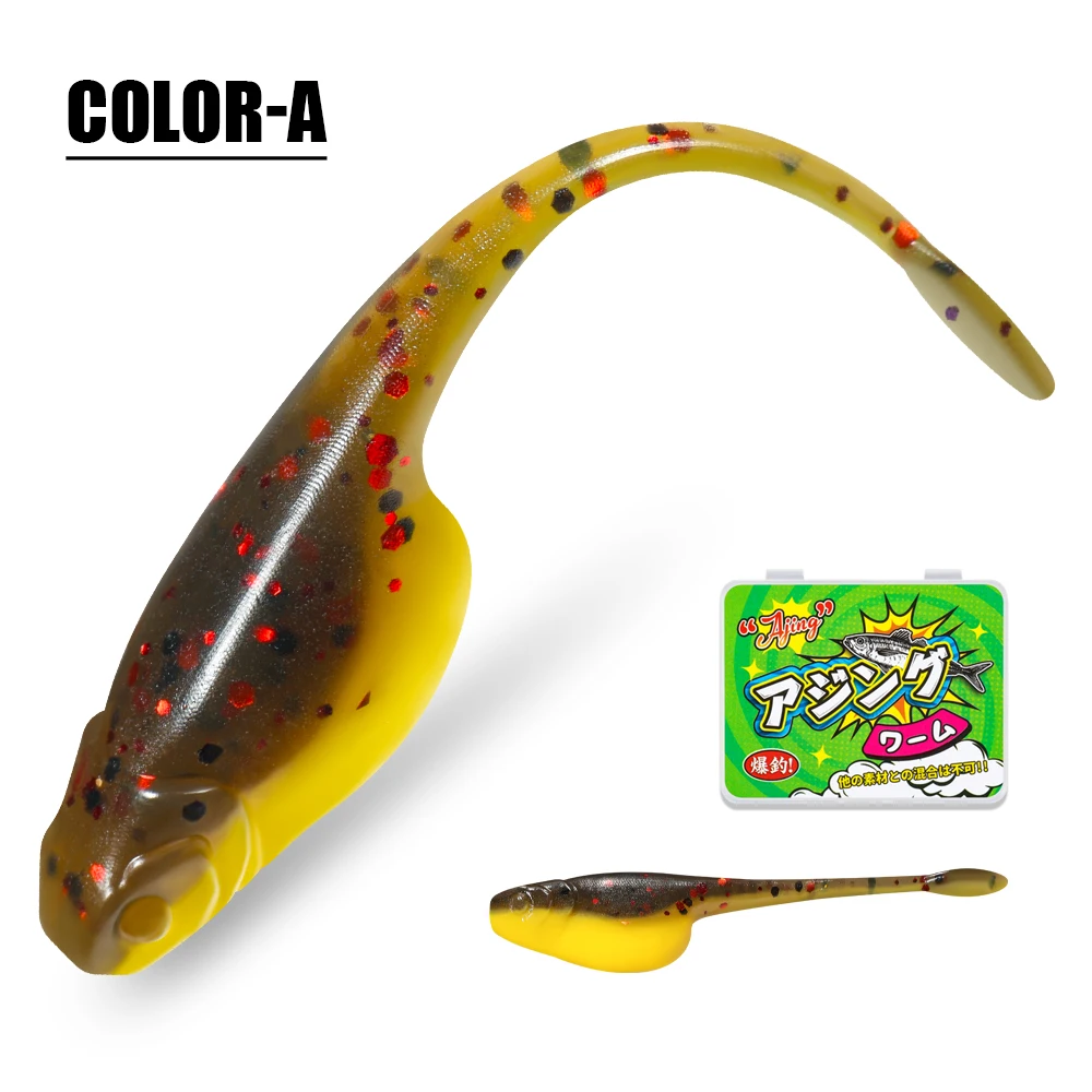 Palisander Crappie Minnow Shad Soft Baits 5 cm Ajing Wurm Angelköder Willow Tail TPR Floating Drop Shot Ocean Rock Angelgerät