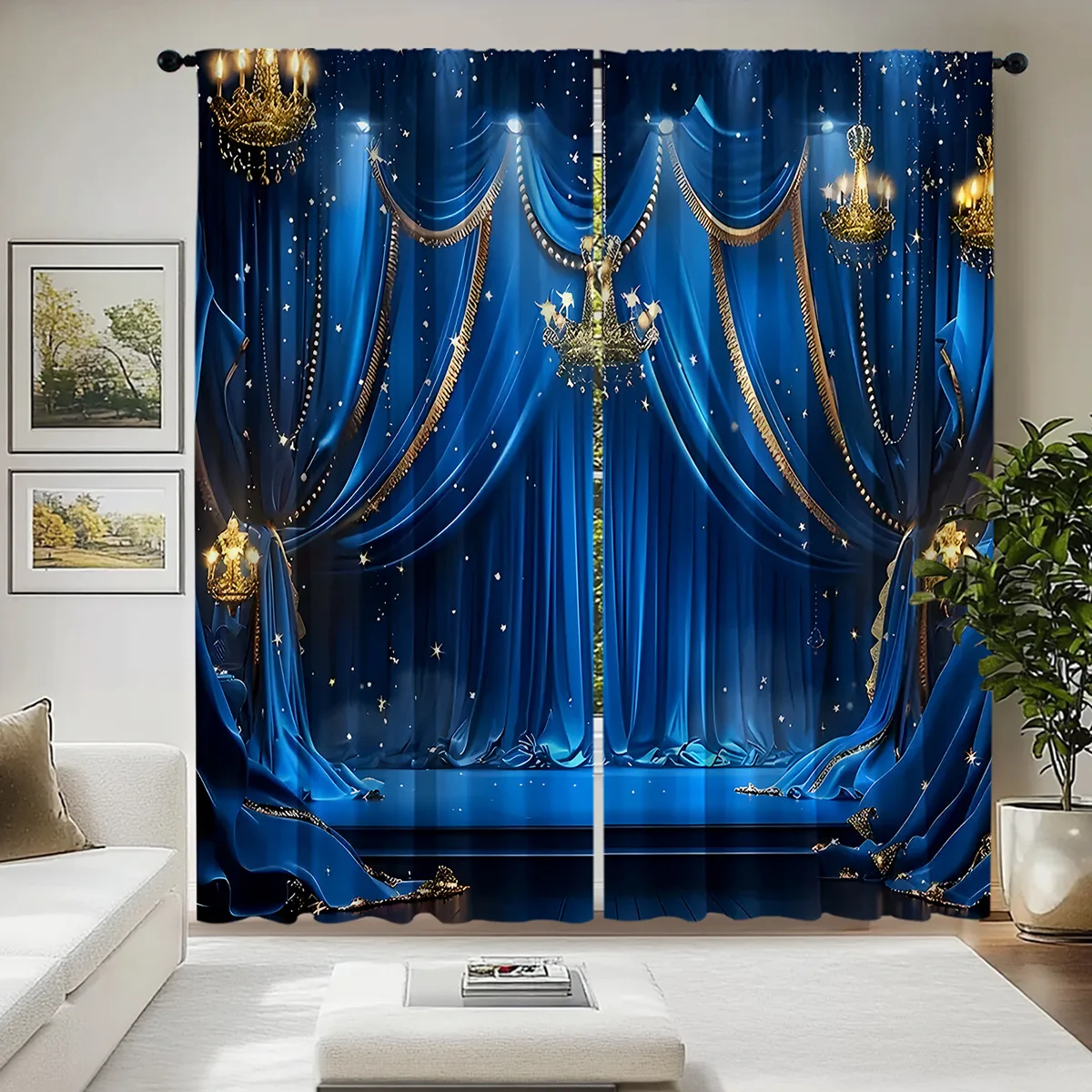 2PCS Palace Style Curtains 3D Digital Print Hot Selling Flower Pattern DIY Party Festival Decor Drop Shipping