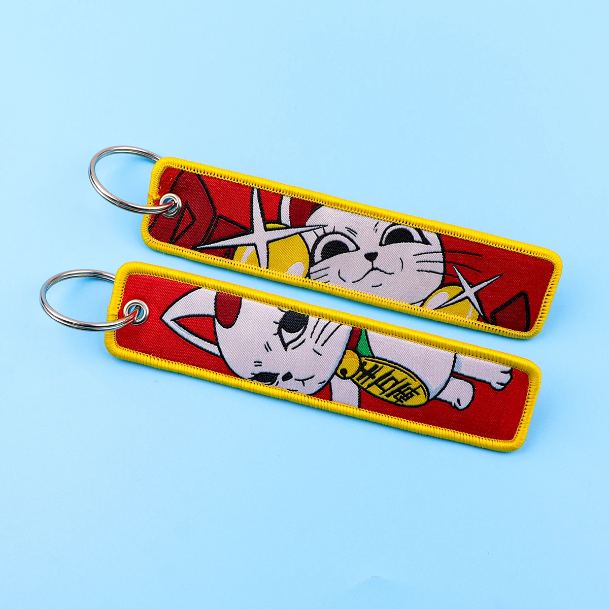 

Manga Lucky Cat Embroidery Keyring Handsome Boy Key Tag For Motorcycles Cars Backpack Keychain Fashion Accessories Gifts