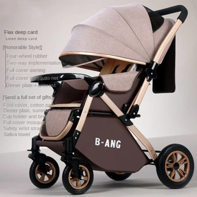 Folding Baby Stroller High Landscape Lightweight Travel Stroller Newborn Baby Two-way Swivel Seat Shock Absorption Stroller