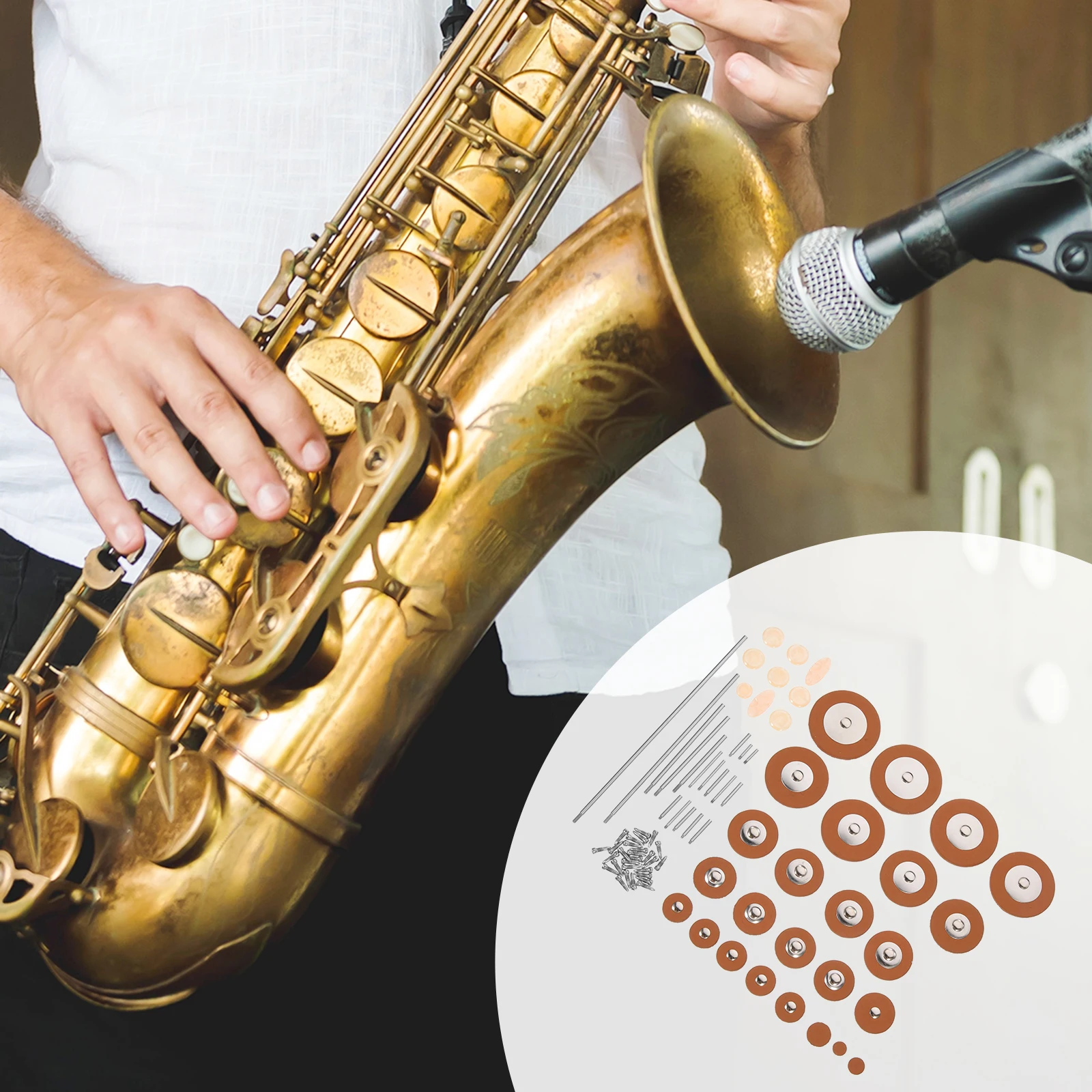 

1 set 1 Set Sound Hole Pads Kit For Alto Tenor Saxophone Durable Maintenance Tools Accessories Saxophone Repair Parts Woodwind
