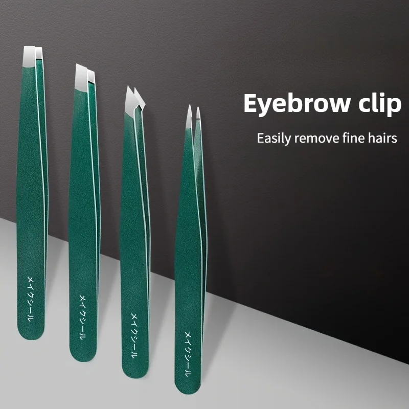 4 قطعة ملاقط من الفولاذ المقاوم للصدأ الدقة لشعر الحاجب إزالة شعر الوجه جبيرة الرؤوس السوداء مائل تلميح زاوية تلميح وأشار Ti