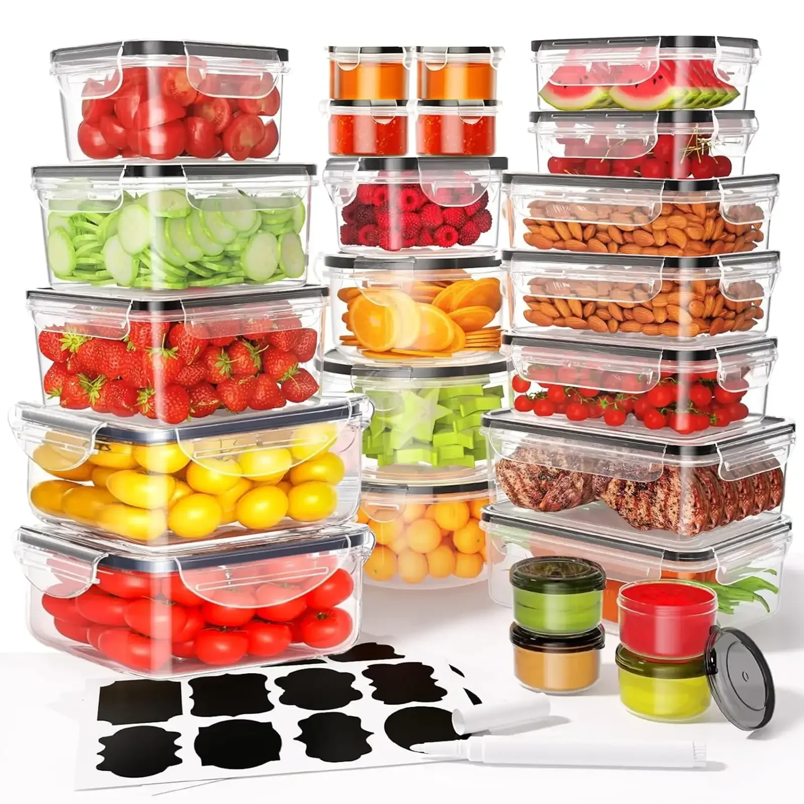 

50 Pcs Food Storage Containers with Lids, Plastic Containers Kitchen Organizers and Storage(24 Containers + 24 Lids)