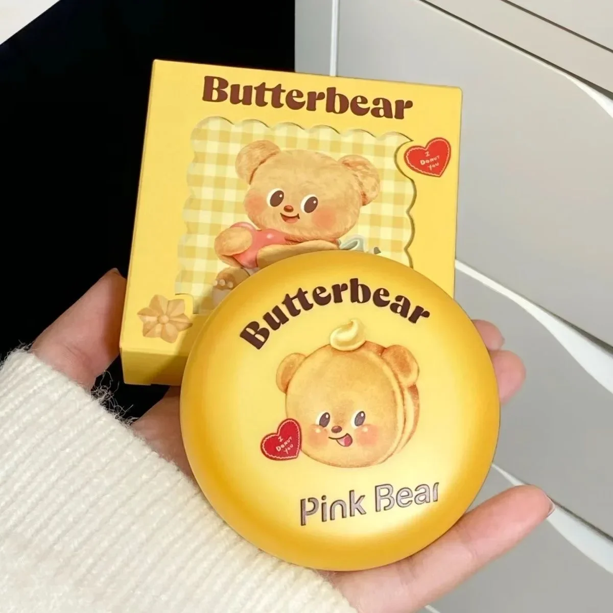 แป้งพัฟอัดแข็ง PinkbearButter Bear ผสมคอนซีลเลอร์และแป้งฝุ่นเนื้อมิเนอรัล ปกปิดดีเยี่ยม เหมาะสำหรับผิวแพ้ง่าย