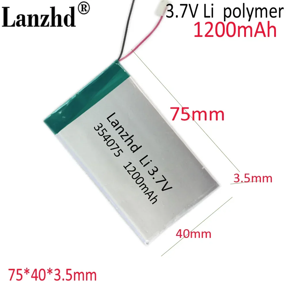 

3.7V battery 354075 304070 304075 304280 304575 Applicable For dashcam battery 1200mAh MP4 GPS Tablet PCs PDA