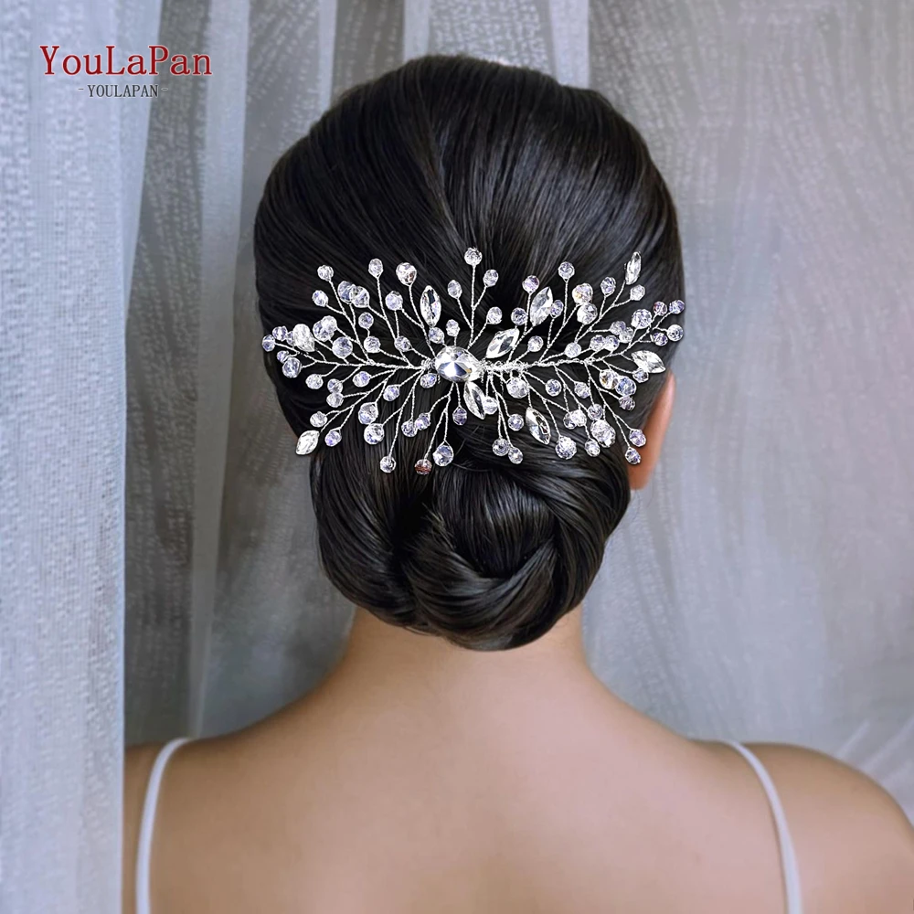 YouLaPan Bridal Wedding Hair Accessories Handmade Rhinestone Hair Comb Silver Color Jewelry Crystal Insert Comb Headdresse HP826