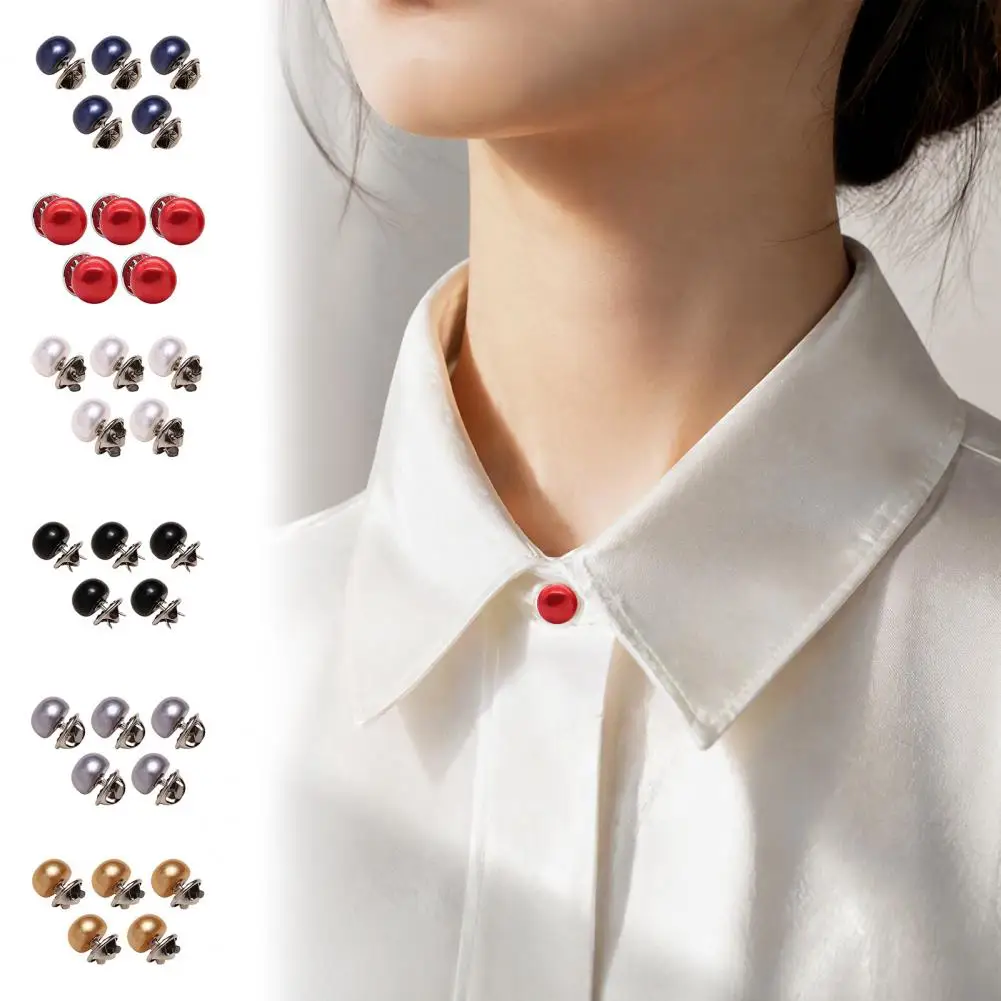 Clothing Fastener 5pcs Pearl Buttons for Women Safety Pins for Clothing Iron Brooch Pins for Neckline Fixation Shirt Collar
