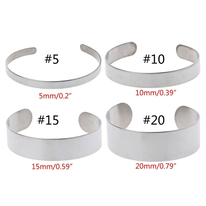 Q0KE 10 Pcs Stainless Steel Bracelet Blank Cuff Bangle Blank DIY Leather Cuff Bangles Jewelry Making for Birthday Presents