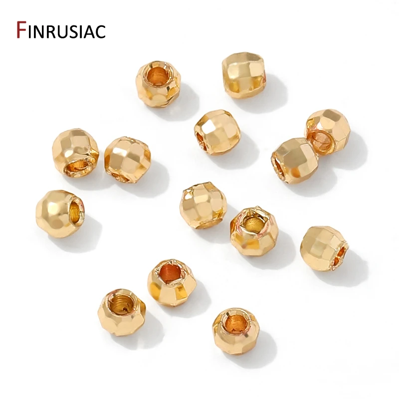 14K Gold Plated Brass Diamond-Cut Spacer Beads,Separator For Beads,Round Spacer Beads DIY Bracelet Necklace Making Accessories