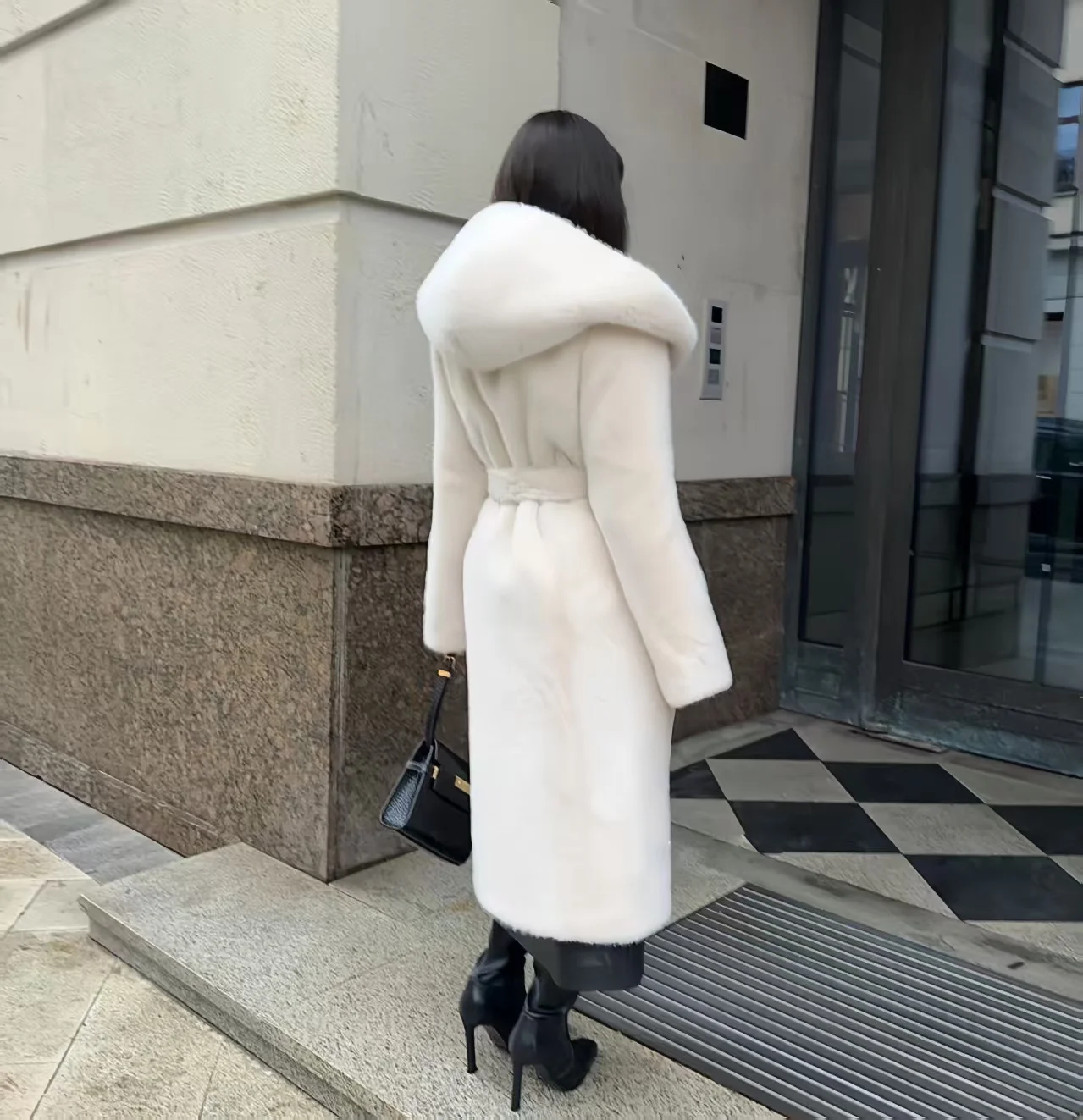 Winter Women High Quality Hooded Faux Fur Coat Luxury Long Fur Coat Loose OverCoat Thick Warm Plus Size Female Plush Coats - view 2