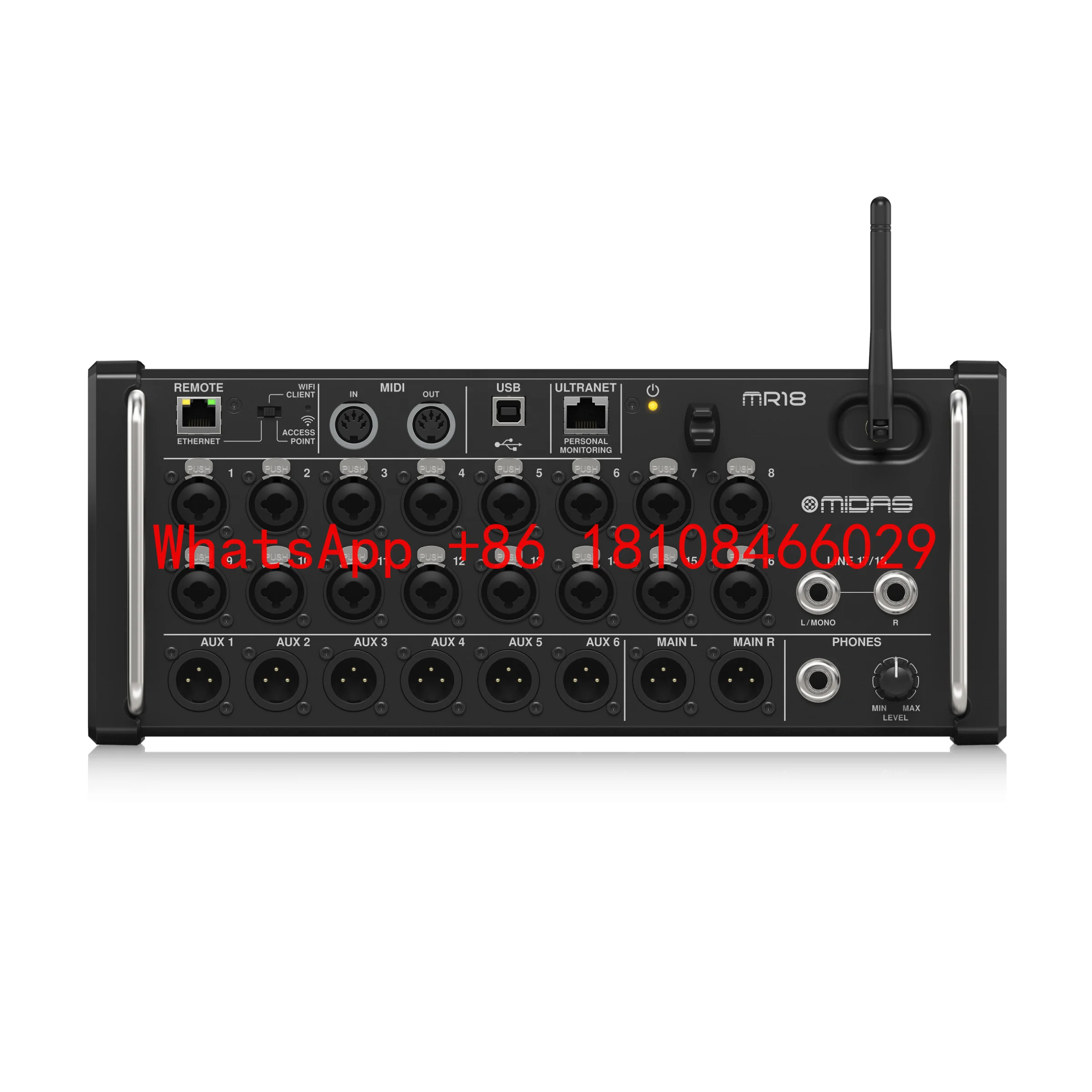 

Midas MR18 18 Input 6 Bus Rack Mount Tablet Control Digital Mixer Metal 16 PRO Preamps Integrated WiFi DSP MIDI USB Interface