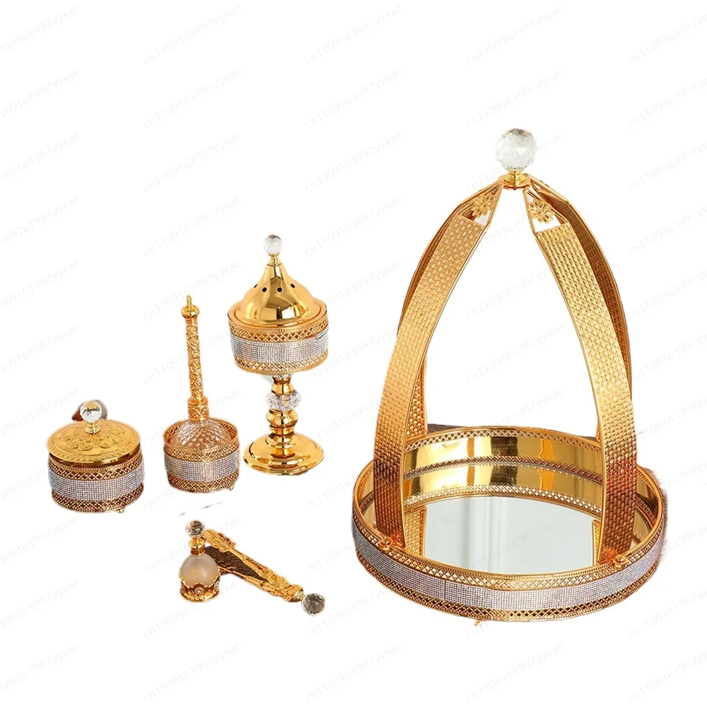 Gold Basket Aromatherapy Burner Set Arab Home Ornament Wedding Decoration Gift