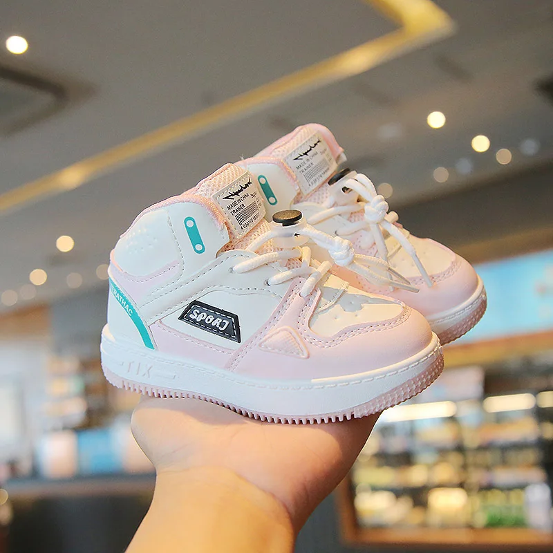 Children's Sneakers 2024 Spring Boys and Girls Casual Sneakers Children High-Top Basketball Running Shoes Soft-Soled Shoes for B