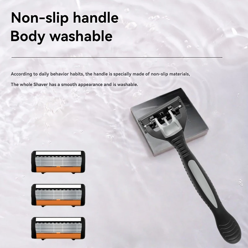 جديد ماكينة حلاقة الرجال الحلاقة 6 طبقة الفولاذ المقاوم للصدأ شفرة ماكينة حلاقة قابلة لإعادة الاستخدام سلامة الحلاقة إزالة الشعر ماكينة حلاقة المستوردة شفرة أداة متعددة #3