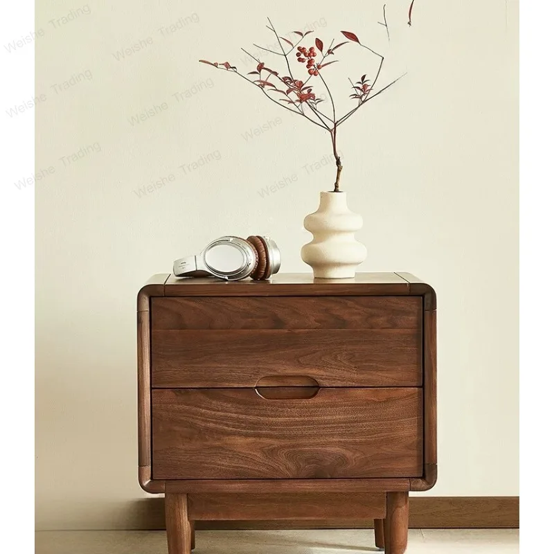 Black walnut all solid wood bedside table, bedside small cabinet, bedroom storage cabinet