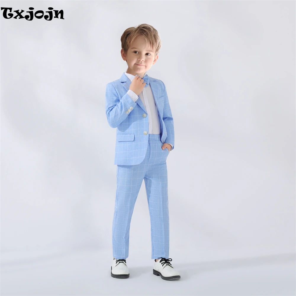 Casual Comfortable Boys Suits For School Performance Classic Kids 3 Pieces Blazer Pants Bow-tie Graduation Ceremony