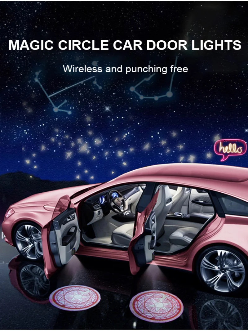 American Maiden Car Welcome Light LED Door Auto Sensor Universal Projection Light Cartoon Fairy Car Car Carrying Ambient Lights