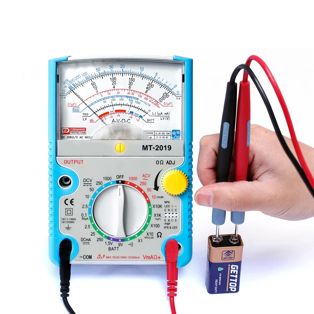 

MT-2019 Protective Function Analog Multimeter Safety Standard Professional Ohm Test Meter Voltage Current Capacitance Detection