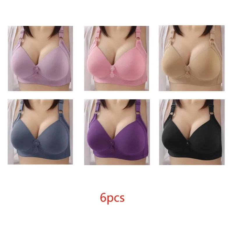 Pregnant Women All Year Round Seamless V-neck Without Steel Ring Gathering Smooth Three Row Buckle Anti Light Leakage Bra